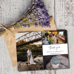 Carte Merci Multi Photo Collage Mariage<br><div class="desc">mariage design Merci vous remercie cartes avec quatre de vos photos de mariage préférées. Montrez à votre famille et à vos amis votre appréciation de faire partie de votre célébration mariage avec l'une de ces belles cartes de souvenir. Customisez avec votre message court et vos noms. Contactez-moi par le bouton...</div>