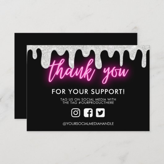 Carte Merci Neon Parties scintillant Drivers Custom Medi (Devant / Derrière)