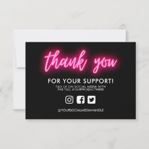 Carte Merci Neon sur support personnalisé