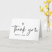 Carte Merci noir et blanc moderne de mariage (Fleur jaune)