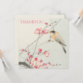 CARTE MERCI : OHARA KOSON : SONGBIRD SUR BLOSSOM (Devant/Arrière en situation)