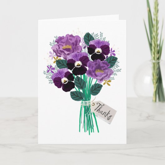 Carte Merci Pansies Floral Bouquet (Devant)