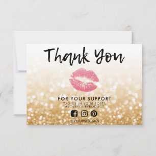 Carte Merci Parties scintillant or Lèvres roses Média In