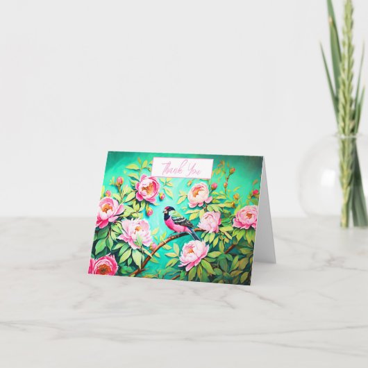 Carte Merci Peony Pine Gosbeak (Devant)