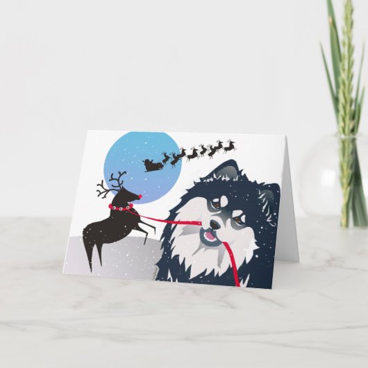 Carte MERCI PÈRE NOËL -Finnish Lapphund  PERSONALISER Ca (Devant)