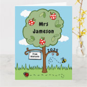 Carte Merci personnalisé arbre de célébration enseignant (Fleur jaune)