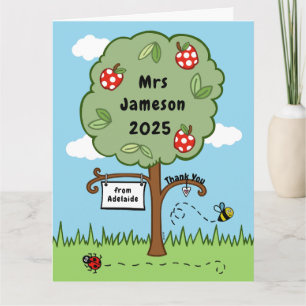 Carte Merci personnalisé arbre de célébration enseignant