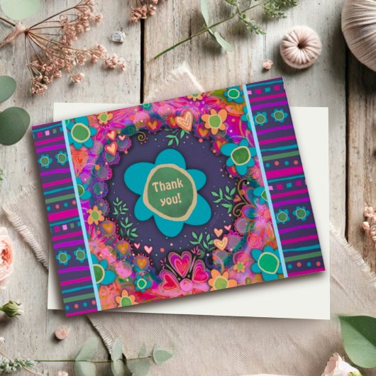 Carte Merci Personnalisé Floral joyeux mignon