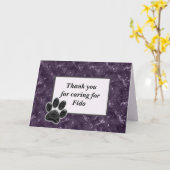 Carte Merci Pet Sitter Riche pourpre avec Empreinte de p (Fleur jaune)