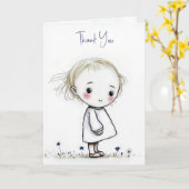 Carte Merci Petite Fille Croquis Avec Fleur sauvage (Fleur jaune)