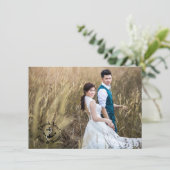 Carte Merci photo mariage double face or nautique (Debout devant)