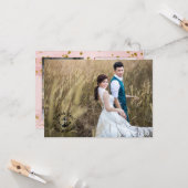 Carte Merci photo mariage double face or nautique (Devant/Arrière en situation)