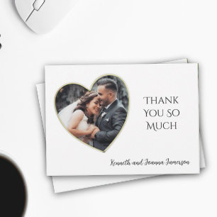 Carte Merci photo Mariage Gold EEdge Heart Frame
