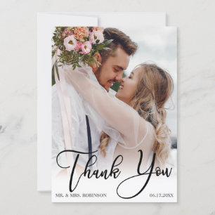 Carte Merci photo Mariage manuscrit moderne