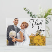Carte Merci photo Mariage manuscrit moderne (Debout devant)
