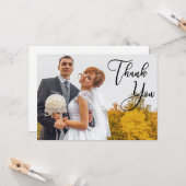 Carte Merci photo Mariage manuscrit moderne (Devant/Arrière en situation)