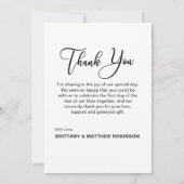 Carte Merci photo Mariage manuscrit moderne (Dos)