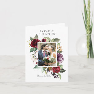 Carte Merci photo romantique de Bourgogne et Plum Floral