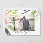 Carte Merci photo rose vif Mariage (Devant)