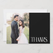 Carte Merci photo simple Mariage noir blanc (Devant)