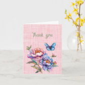 Carte Merci pivoines et papillon (Fleur jaune)
