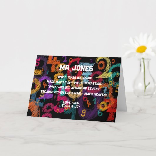 Carte merci poème de Remerciement pour professeur de mat (Petite plante)