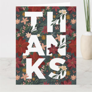 Carte Merci Poinsettia Floral Greeting Card