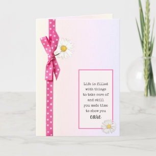 Carte Merci Polka Dot Bow avec marguerites
