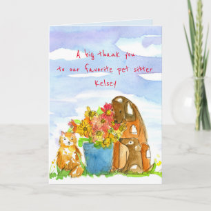 Carte Merci pour animaux domestiques Chats Chiens Fleurs