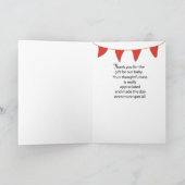 Carte Merci pour cadeau bébé sur Oeuf rouge et Gingembre (Intérieur)