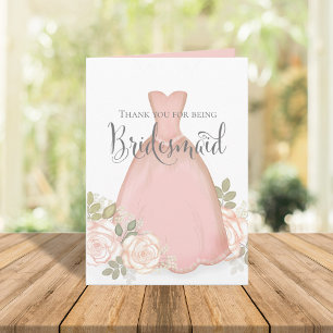 Carte Merci pour être Bridesmaid Blush Watercolor