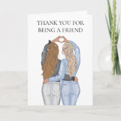 Carte Merci pour être un ami - 2 filles blondes (Devant)