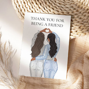 Carte Merci pour être un ami - deux petites amies