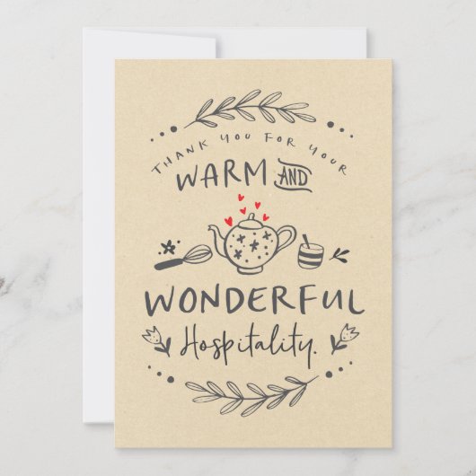 Carte Merci pour l'accueil chaleureux et merveilleux (Devant)