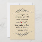 Carte Merci pour l'accueil chaleureux et merveilleux (Dos)