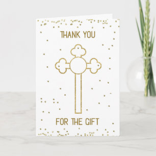 Carte Merci pour le cadeau Croix d'or de la communion
