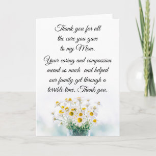 Carte Merci pour prendre soin de ma mère infirmière