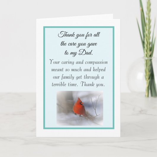 Carte Merci pour prendre soin de mon père Infirmière Doc (Devant)