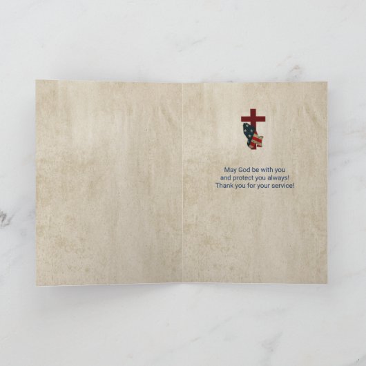 Carte Merci Pour Service Militaire, Prêter Main / Drapea (Intérieur)