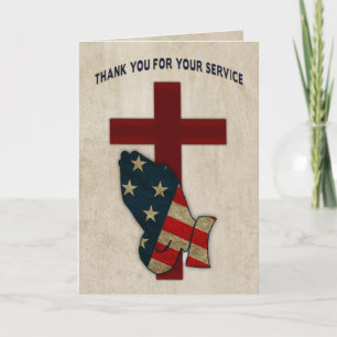 Carte Merci Pour Service Militaire, Prêter Main / Drapea