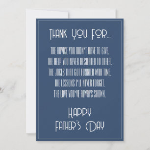 Carte Merci pour... Simple Moderne Fête des Pères Bleu