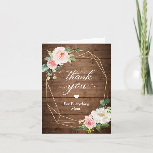 Carte Merci pour tout maman Rustic Blush Floral (Devant)