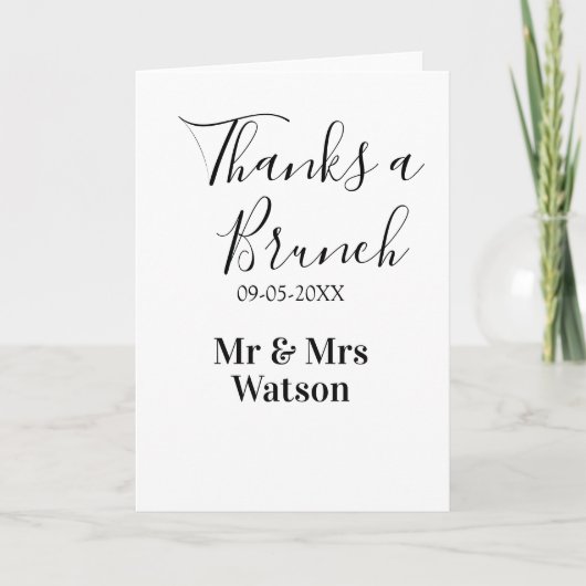 Carte Merci pour un brunch post-nuptial nom date simple (Devant)