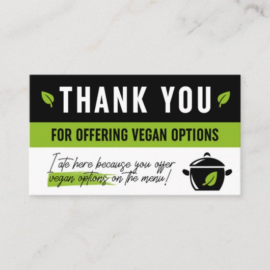 Carte Merci pour Vegan Options (Devant)
