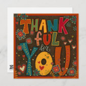 Carte Merci pour vous amusant Folk Colorful Inspirivée (Devant / Derrière)