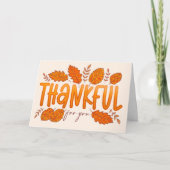 Carte Merci pour vous Automne Salutation de grâces (Devant)