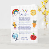 Carte merci professeur Appréciation poème nuage arc-en-c (Fleur jaune)