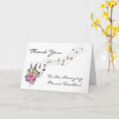 Carte Merci Professeur de musique, Fleurs et notes music (Fleur jaune)