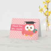 Carte Merci Professeur, Professeur Hibou, Points Roses à (Fleur jaune)