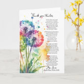 Carte merci professeur retraite poème pissenlit (Fleur jaune)